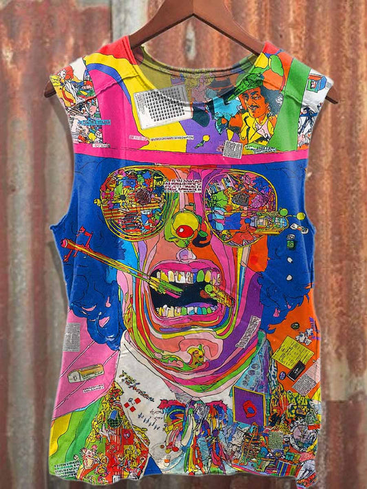 Colorful Dream Pattern Casual Loose Cotton Tank Top