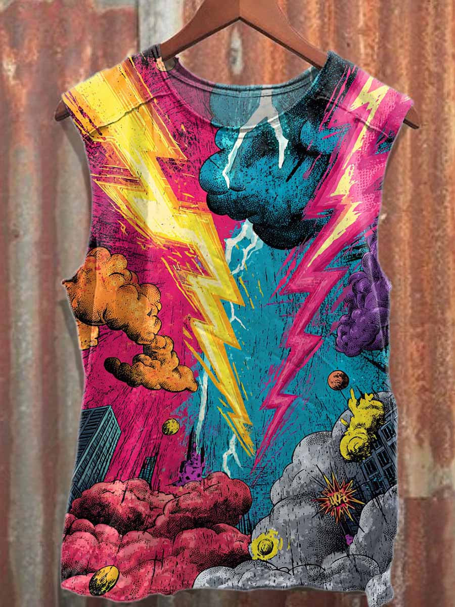 Colorful Dream Pattern Casual Loose Cotton Tank Top
