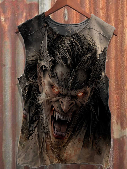 Men's Horror Pattern Printed Cotton Tank Top