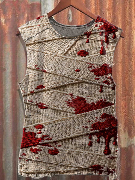 Men's Vintage Bandage Pattern Casual Tank Top