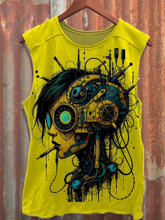 Men's Graffiti Pattern Printed Cotton Tank Top