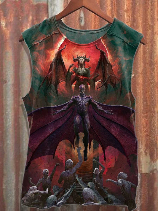 Men's Horror Pattern Printed Cotton Tank Top
