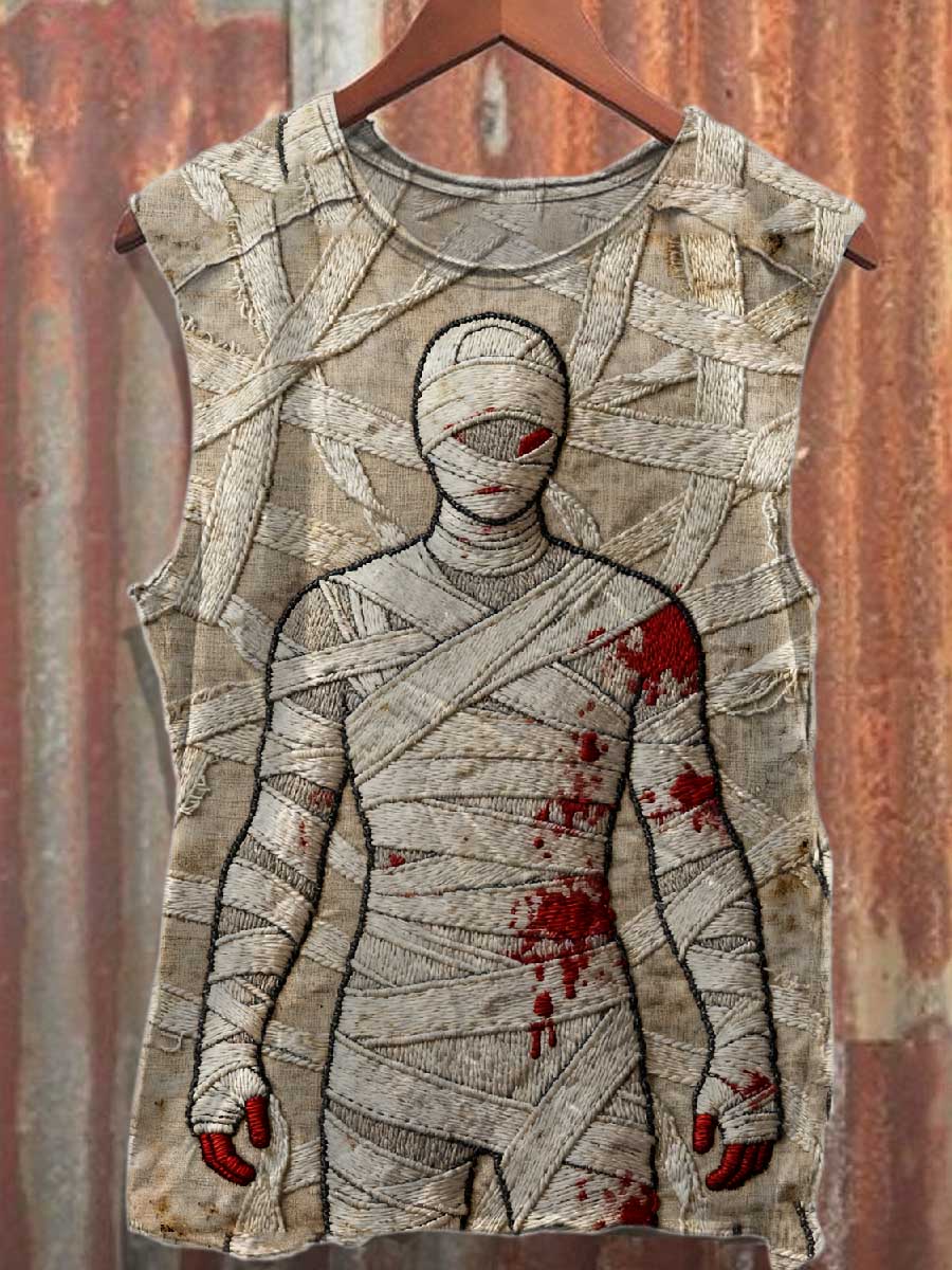 Men's Vintage Bandage Pattern Casual Tank Top