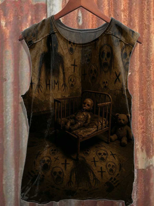 Men's Horror Pattern Printed Cotton Tank Top