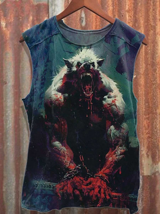 Men's Horror Pattern Printed Cotton Tank Top