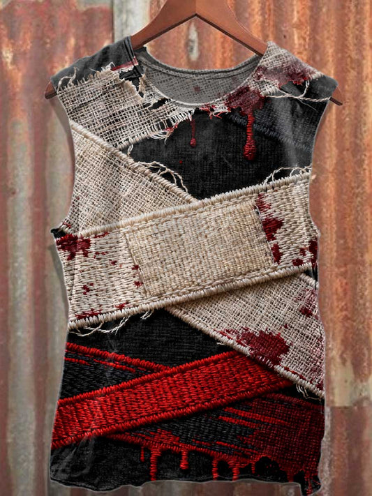 Men's Vintage Bandage Pattern Casual Tank Top
