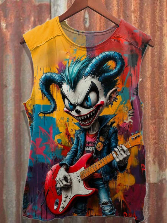 Retro Graffiti Print Casual Cotton Tank Top