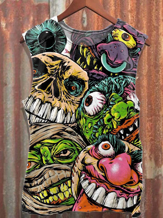 Retro Graffiti Print Casual Cotton Tank Top