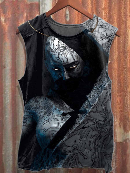 Dark Horror Print Casual Cotton Loose Tank Top