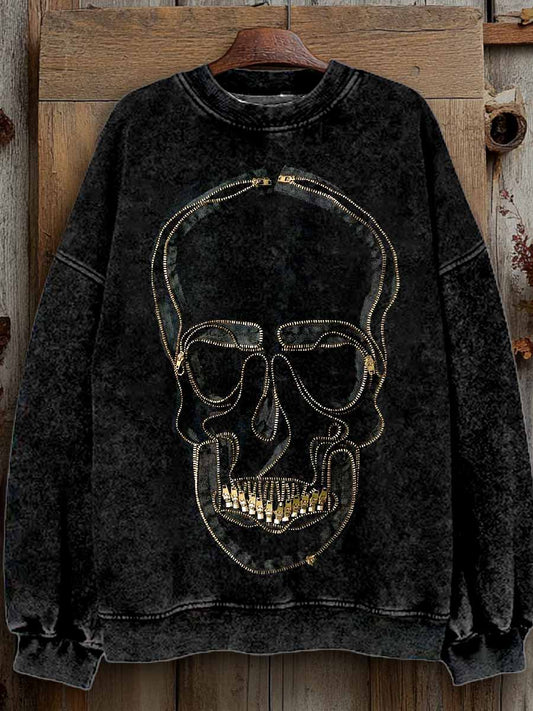 Gorgeous Skull Pattern Printed Casual Long Sleeved Sweatshirt