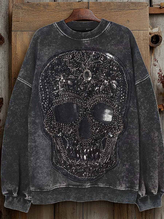Gorgeous Skull Pattern Printed Casual Long Sleeved Sweatshirt