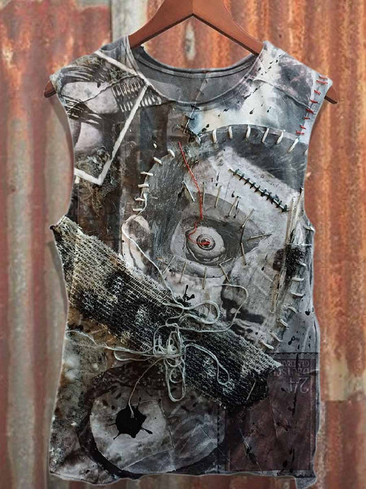 Retro Graffiti Print Casual Cotton Tank Top