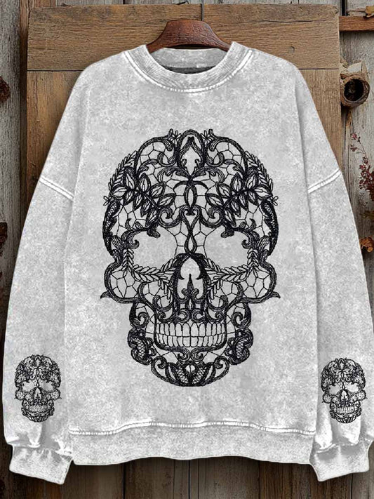 Gorgeous Skull Pattern Printed Casual Long Sleeved Sweatshirt
