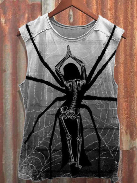 Dark Skull Print Casual Cotton Loose Tank Top