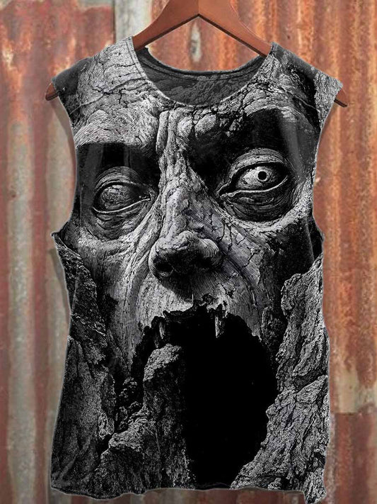 Dark Horror Print Casual Cotton Loose Tank Top