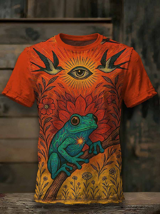 Retro Graffiti Print Loose Cotton T-Shirt