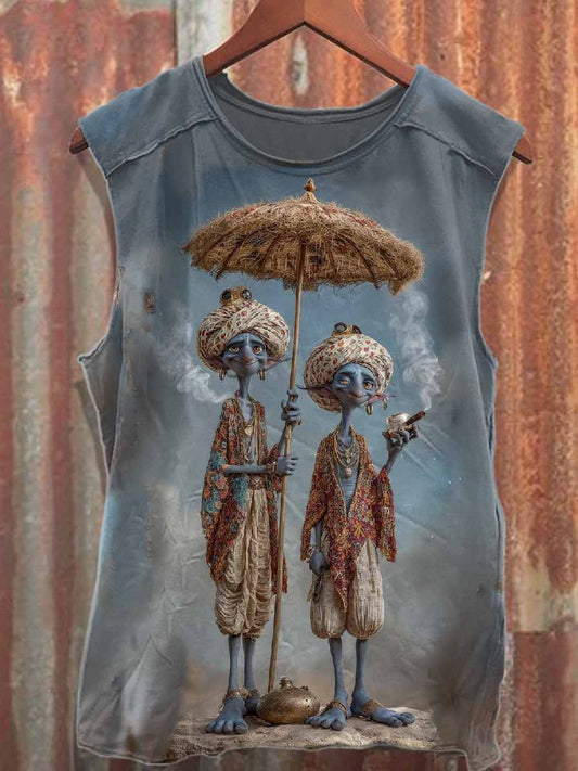 Men's Vintage Print Casual Cotton Tank Top