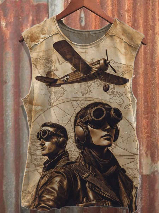 Men's Vintage Print Casual Cotton Tank Top