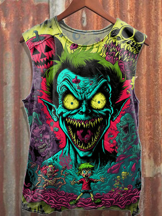 Retro Graffiti Print Casual Cotton Tank Top