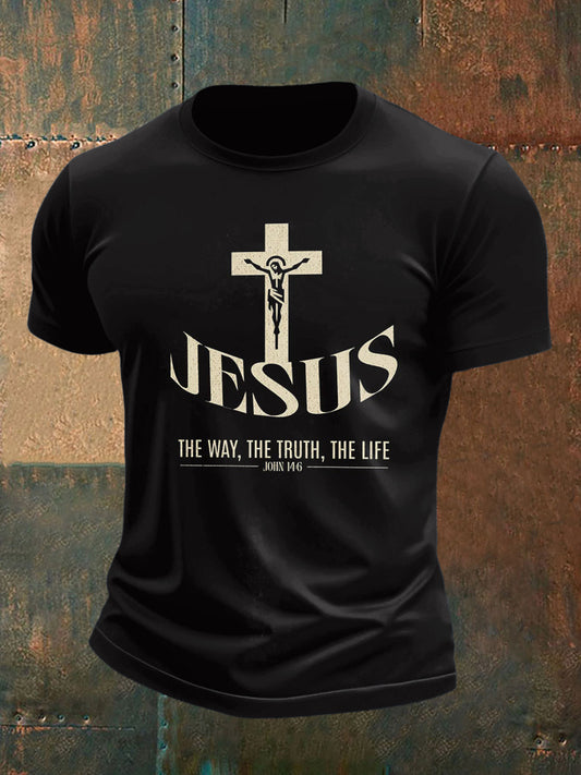Men's Cross Printed Short Sleeve T-Shirt