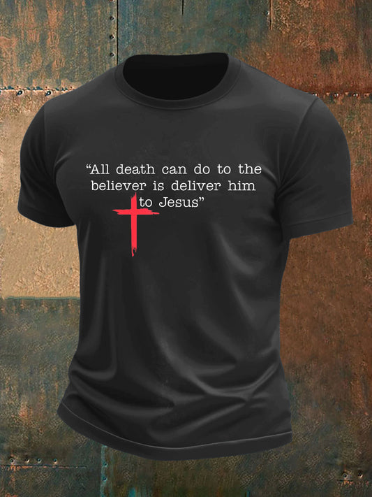 Men's Cross Prayer Printed Short Sleeve T-Shirt