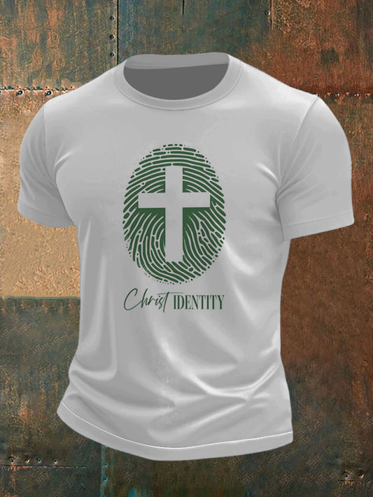 Men's Fingerprint Print Short Sleeve T-Shirt