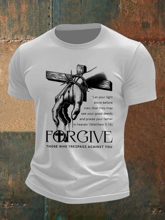 Men's Cross and Palm Print Short Sleeve T-Shirt