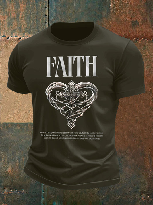 Men's Cross Faith Printed Short Sleeve T-Shirt