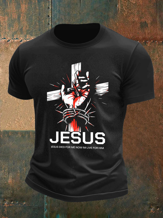 Men's Cross Palm Print Short Sleeve T-Shirt
