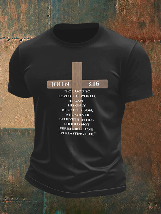 Men's Cross-Design Short-Sleeved T-Shirt