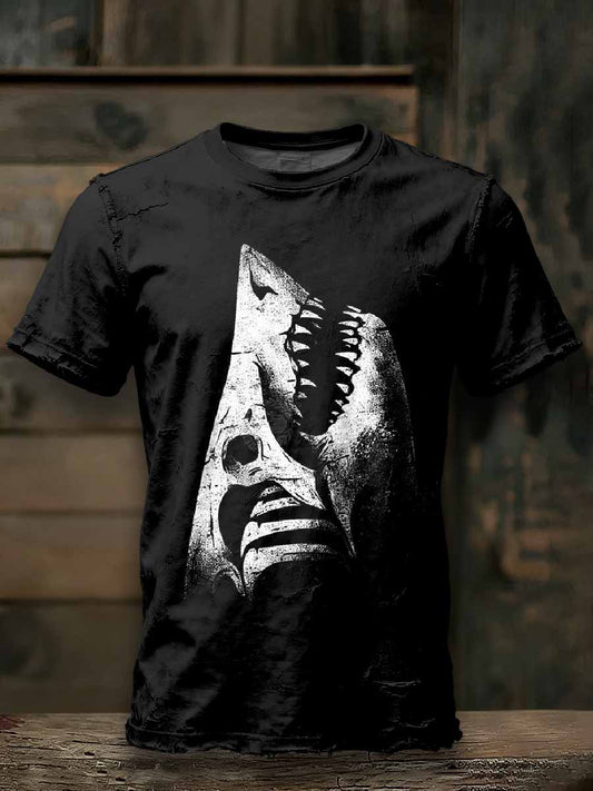 Scary Shark Print Loose T-Shirt