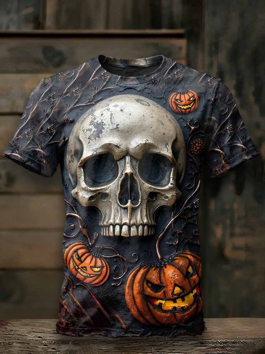 Gorgeous Skull Texture Printed Loose T-Shirt