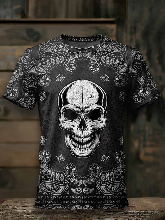 Gorgeous Skull Texture Printed Loose T-Shirt