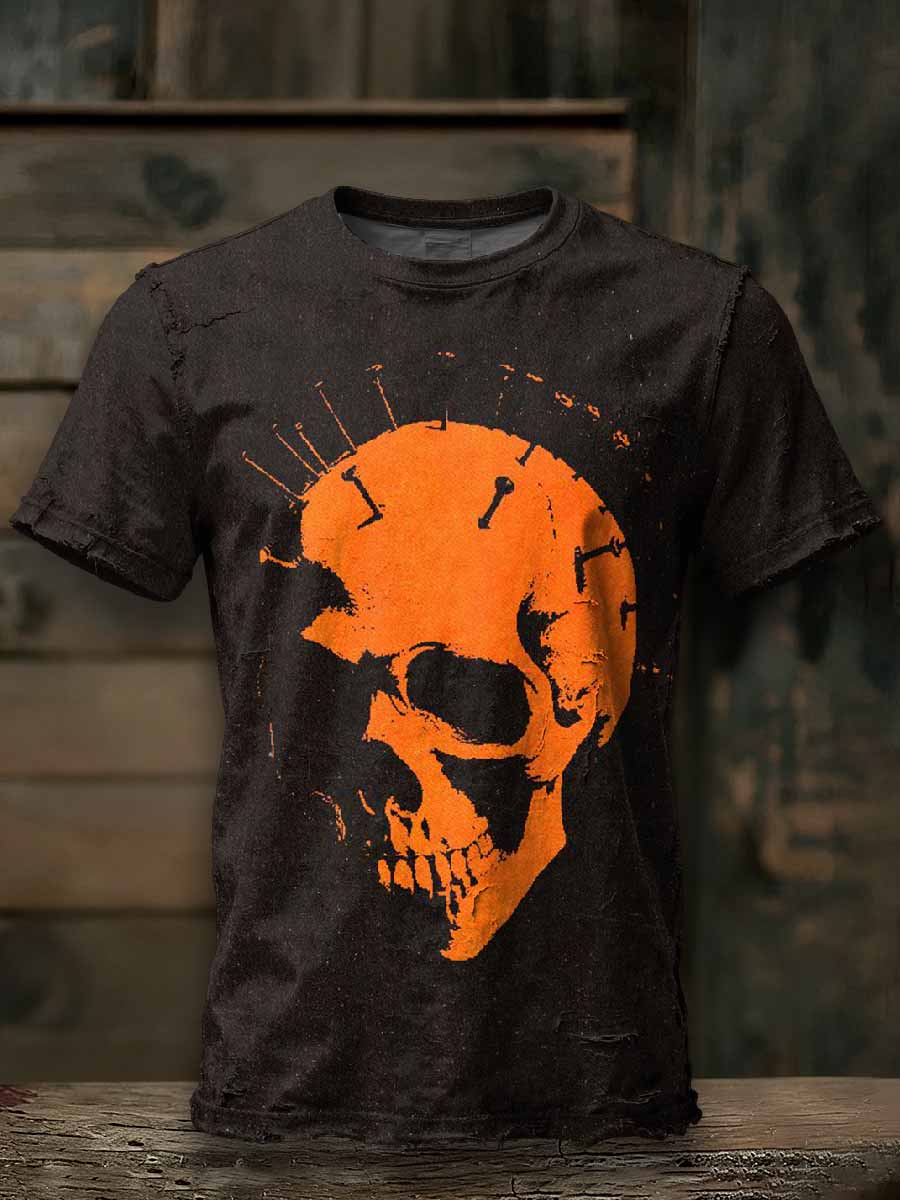Gorgeous Skull Texture Printed Loose T-Shirt