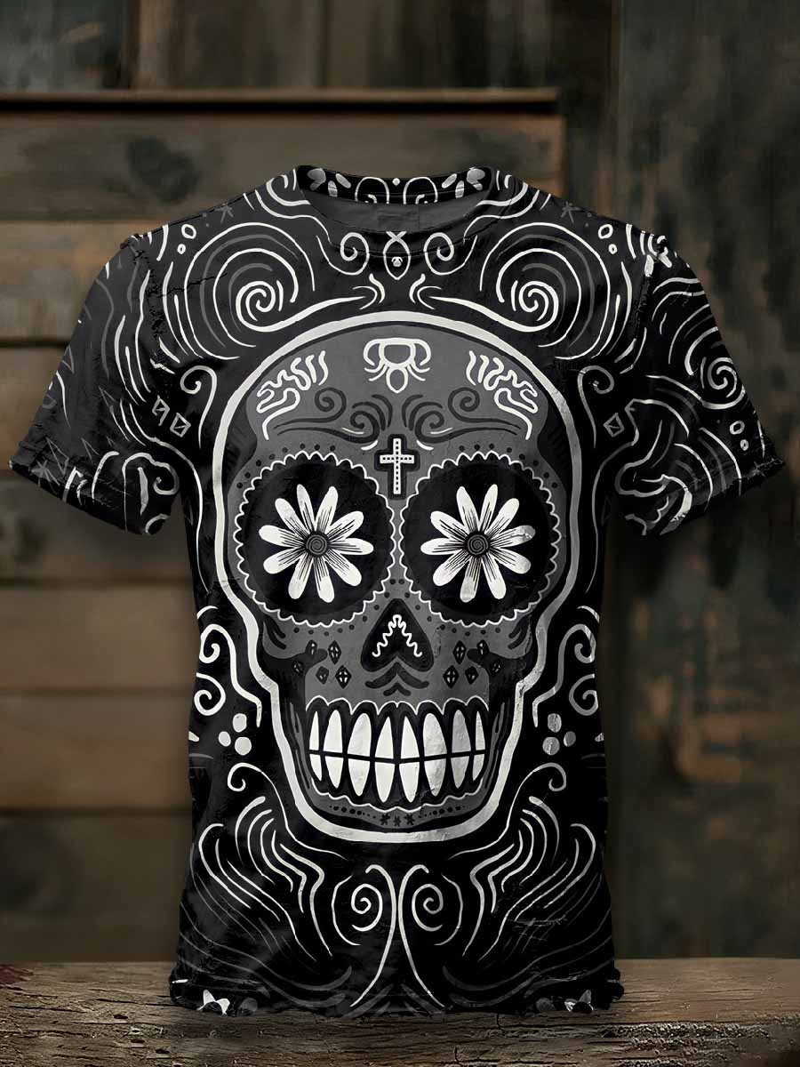 Gorgeous Skull Texture Printed Loose T-Shirt