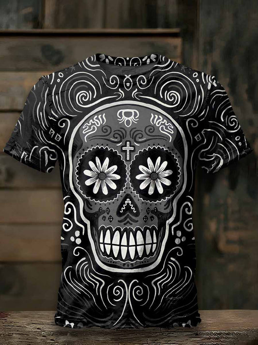 Gorgeous Skull Texture Printed Loose T-Shirt