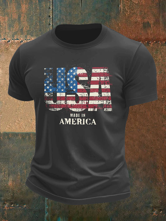 Men's Country and Flag Print Short Sleeve T-Shirt