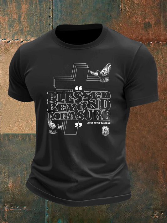 Men's Cross and Dove Print Short Sleeve T-Shirt