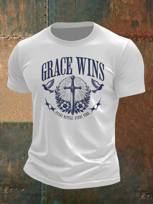 Men's Cross Peace and Dove Print Short Sleeve T-Shirt