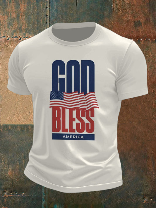 Men's God Flag and Future Print Short Sleeve T-Shirt
