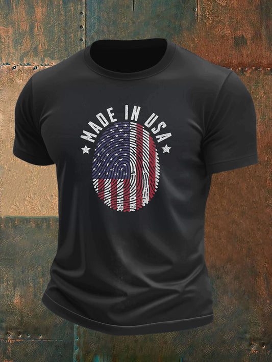 Men's Fingerprint Print Short Sleeve T-Shirt