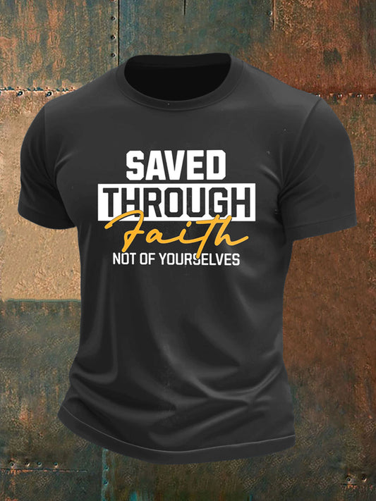Men's Prayer Faith Printed Short Sleeve T-Shirt