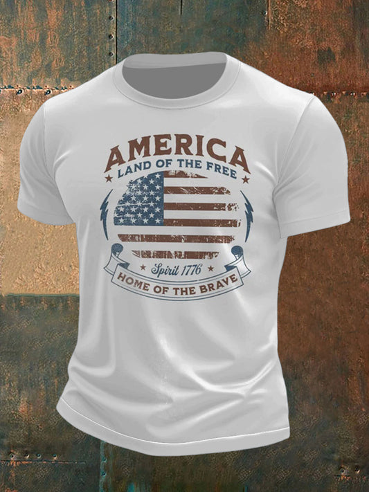 Men's Flag and Future Print Short Sleeve T-Shirt