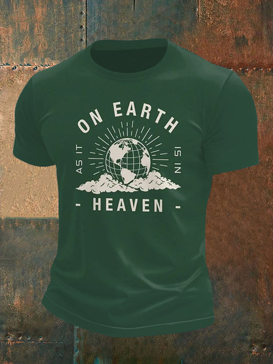Men's Earth and Peace Print Short Sleeve T-Shirt