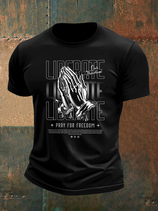 Men's Palm and Prayer Print Short Sleeve T-Shirt