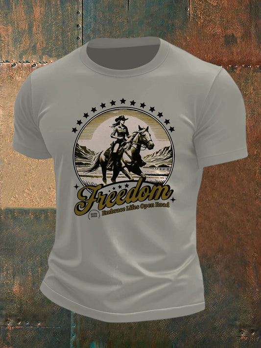 Men's Horse and Ranch Print Short Sleeve T-Shirt