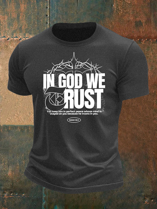 Men's Cross Thorn Print Short Sleeve T-Shirt