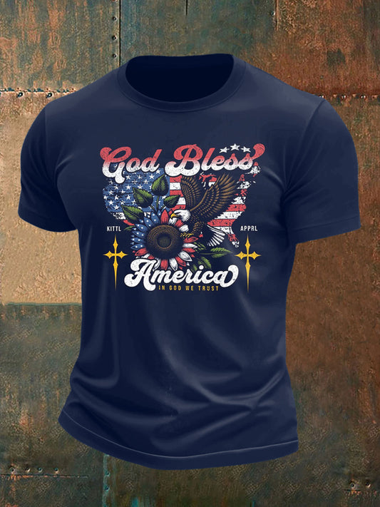 Men's Dove and Sunflower Print Short Sleeve T-Shirt