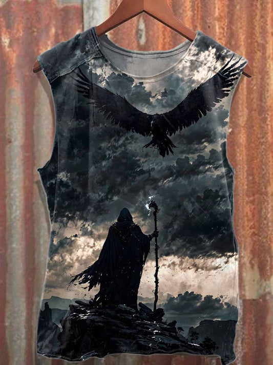Men's Retro Graffiti Print Casual Tank Top