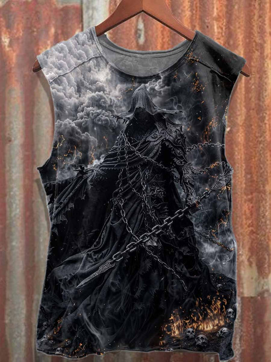 Men's Retro Graffiti Print Casual Tank Top